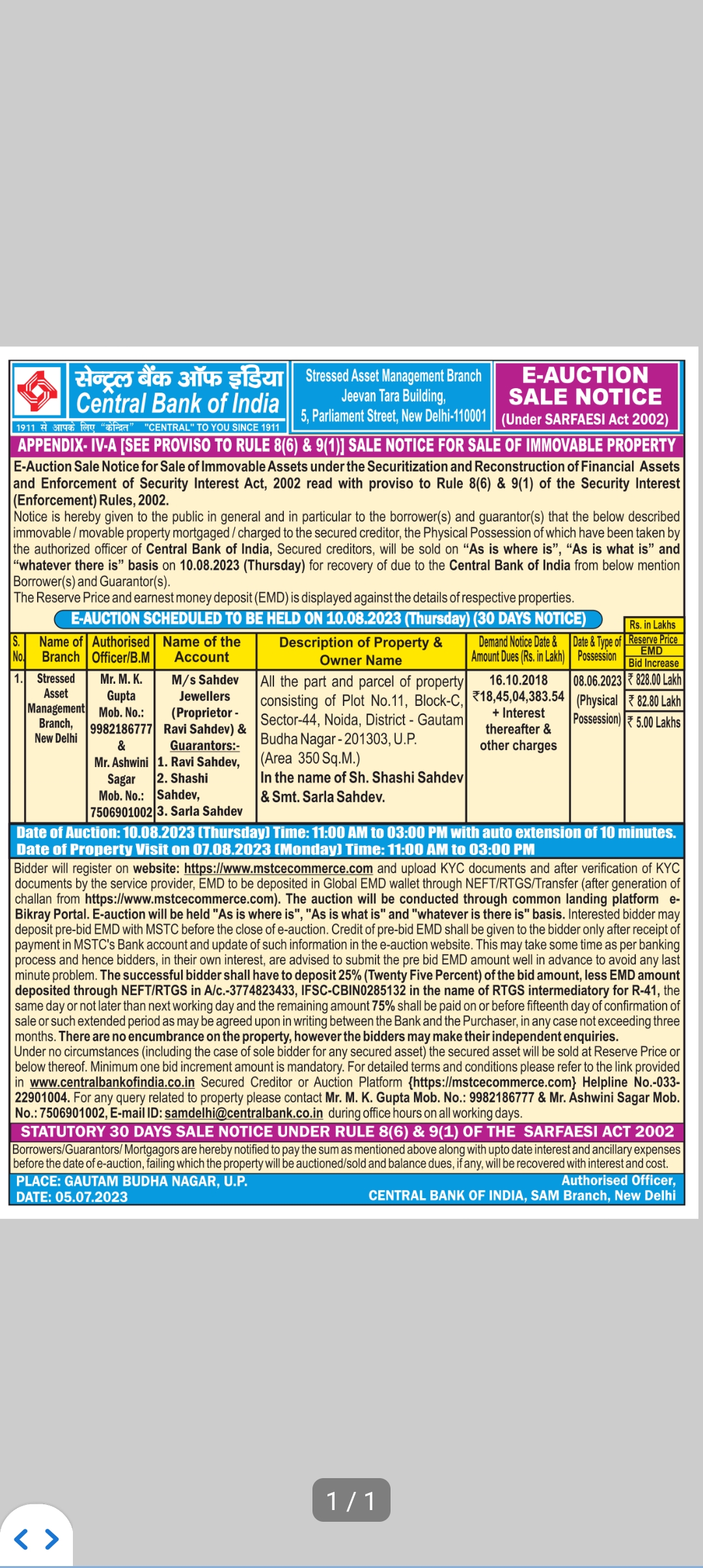 Auction Notice